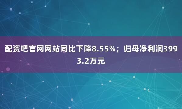 配资吧官网网站同比下降8.55%；归母净利润3993.2万元